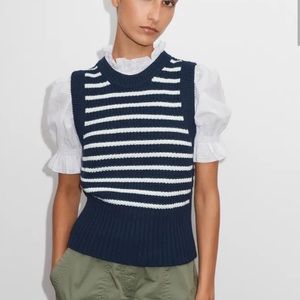 Me + Em Cotton Cashmere Breton Vest